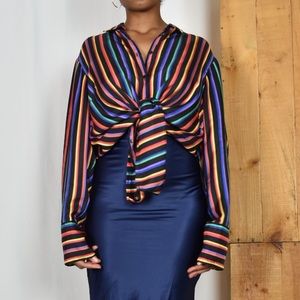 Vintage 2XL Jones NY  Rainbow stripe button down